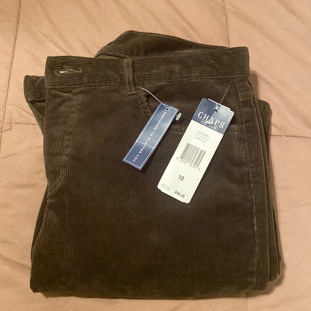 Chaps Corduroy Pants Olive Green